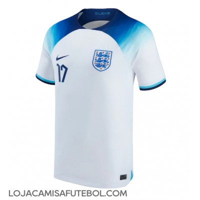 Camisa de Futebol Inglaterra Bukayo Saka #17 Equipamento Principal Mundo 2022 Manga Curta